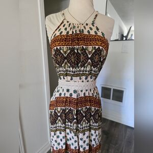 Hesed Boho Print Halter Maxi Dress Size Medium